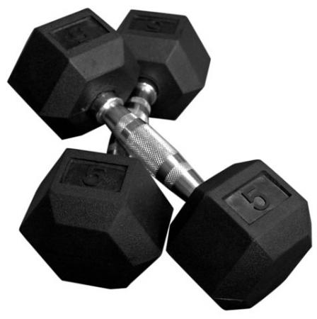 Rubber hex dumbells 5kg pair